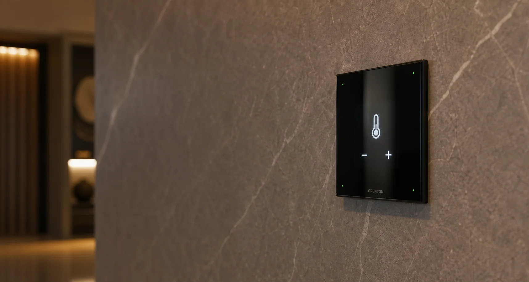 Concept image of a Grenton Smart Panel integrated into natural stone
